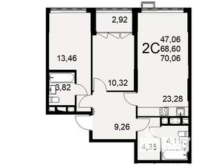 2-к квартира, строящийся дом, 70м2, 1/16 этаж