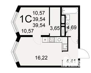 1-к квартира, вторичка, 40м2, 20/25 этаж