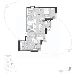 2-к квартира, вторичка, 85м2, 8/21 этаж