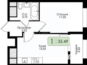 1-к квартира, вторичка, 35м2, 2/25 этаж