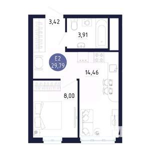 Студия квартира, вторичка, 30м2, 12/25 этаж