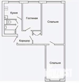 3-к квартира, вторичка, 58м2, 1/5 этаж