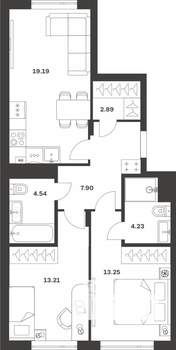 2-к квартира, вторичка, 65м2, 4/4 этаж