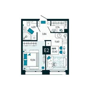 1-к квартира, вторичка, 32м2, 2/15 этаж