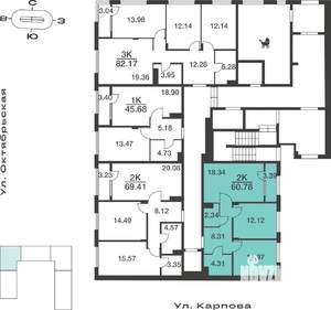 2-к квартира, вторичка, 61м2, 1/9 этаж