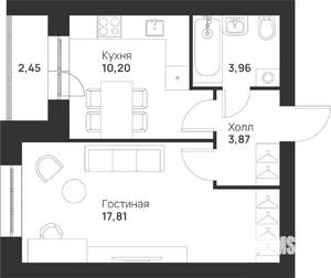 1-к квартира, вторичка, 38м2, 1/5 этаж