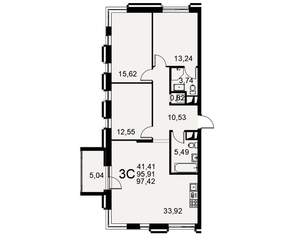3-к квартира, строящийся дом, 96м2, 4/11 этаж