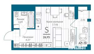 Студия квартира, сданный дом, 27м2, 5/18 этаж