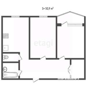 2-к квартира, вторичка, 50м2, 2/9 этаж