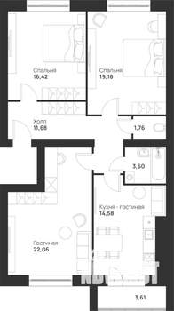 3-к квартира, вторичка, 93м2, 1/5 этаж