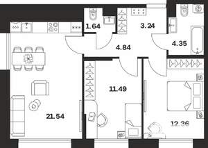 2-к квартира, вторичка, 59м2, 2/10 этаж