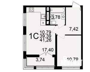 1-к квартира, вторичка, 41м2, 1/18 этаж