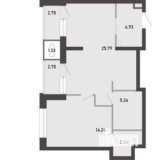 1-к квартира, вторичка, 60м2, 1/21 этаж
