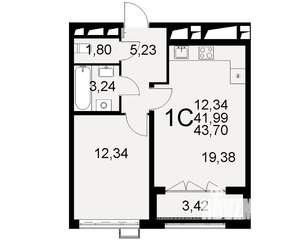 1-к квартира, строящийся дом, 42м2, 11/16 этаж