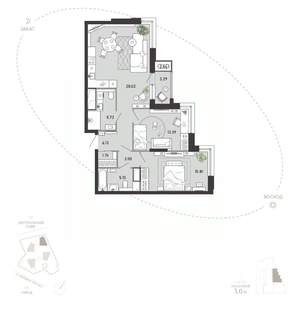 2-к квартира, вторичка, 82м2, 10/21 этаж