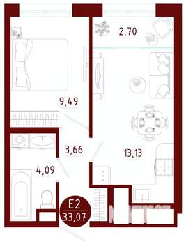 1-к квартира, вторичка, 33м2, 4/10 этаж