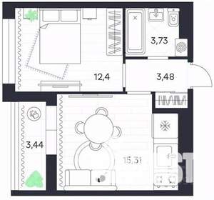 1-к квартира, строящийся дом, 38м2, 14/20 этаж