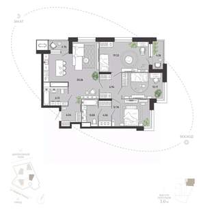 3-к квартира, вторичка, 111м2, 12/21 этаж