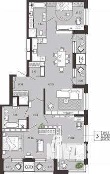 3-к квартира, вторичка, 147м2, 20/21 этаж
