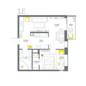 1-к квартира, вторичка, 56м2, 4/17 этаж