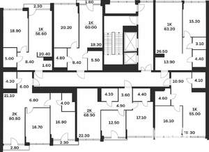 1-к квартира, вторичка, 57м2, 2/9 этаж