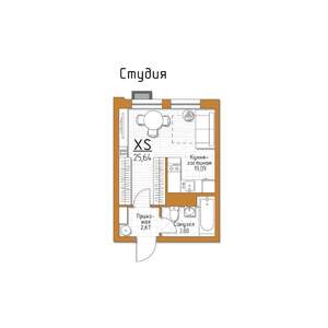 Студия квартира, строящийся дом, 26м2, 1/5 этаж