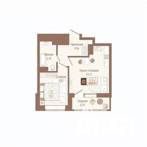 1-к квартира, вторичка, 36м2, 4/14 этаж