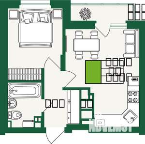 1-к квартира, строящийся дом, 38м2, 3/9 этаж