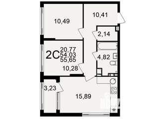 2-к квартира, вторичка, 54м2, 6/20 этаж