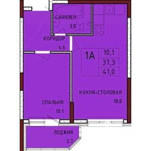 1-к квартира, строящийся дом, 41м2, 2/17 этаж