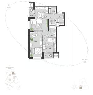 2-к квартира, вторичка, 82м2, 2/21 этаж