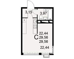 1-к квартира, строящийся дом, 30м2, 4/16 этаж