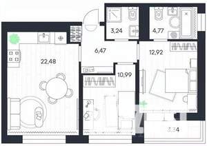 2-к квартира, строящийся дом, 64м2, 12/20 этаж