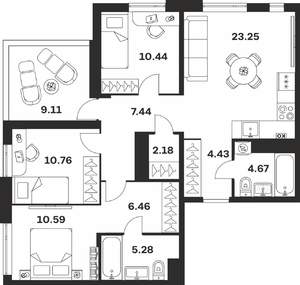 3-к квартира, вторичка, 95м2, 4/4 этаж