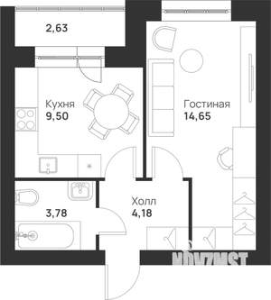 1-к квартира, вторичка, 35м2, 1/5 этаж