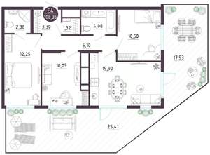 3-к квартира, вторичка, 108м2, 1/10 этаж