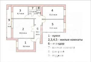 4-к квартира, вторичка, 77м2, 8/9 этаж