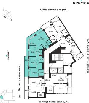 3-к квартира, вторичка, 106м2, 9/10 этаж