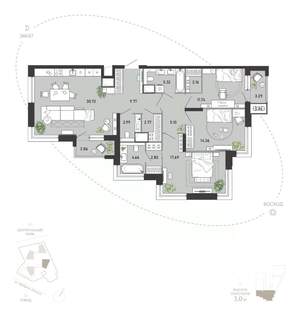 3-к квартира, вторичка, 118м2, 20/21 этаж
