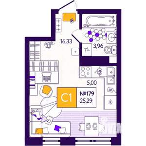 Студия квартира, вторичка, 25м2, 2/12 этаж