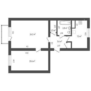 2-к квартира, вторичка, 45м2, 3/5 этаж
