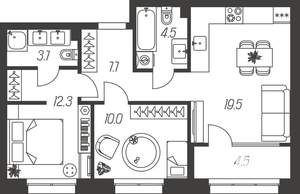 2-к квартира, вторичка, 62м2, 16/24 этаж
