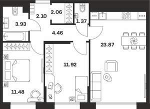 2-к квартира, вторичка, 61м2, 7/10 этаж