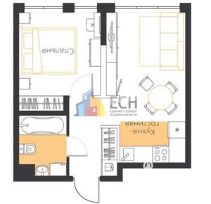 1-к квартира, сданный дом, 34м2, 5/5 этаж