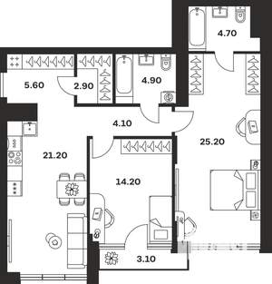 2-к квартира, вторичка, 86м2, 2/9 этаж
