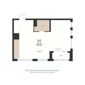 1-к квартира, вторичка, 48м2, 5/5 этаж