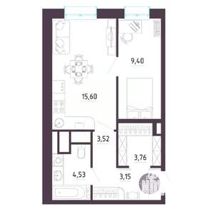 1-к квартира, вторичка, 40м2, 3/10 этаж