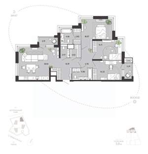 3-к квартира, вторичка, 119м2, 2/21 этаж