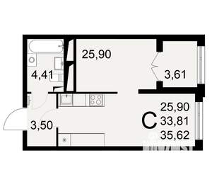 1-к квартира, вторичка, 36м2, 25/25 этаж