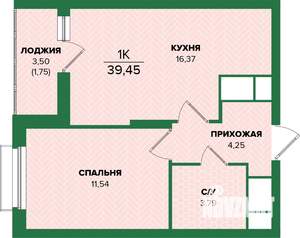 1-к квартира, вторичка, 39м2, 3/25 этаж